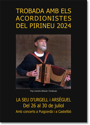 De omslag van het programma. Pep Lizandra uit Msser in de Cerdanya heeft meerdere composities op zijn naam staan. Die maken nu deel uit van het reguliere repertoire van vele Catalaanse trekarmonicaspelers. Hij treedt elk jaar op tijdens de Trobada.