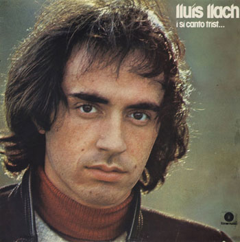 Lluis Llach boos kijkend als balling op de hoes van zijn album I Si Canto Trist.