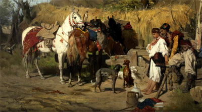  Jzef Brandt - Kozak en een meisje bij de bron, olieverf op doek, 1875, Nationaal Museum in Kielce